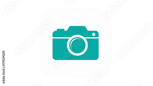 Vector illustration of teal camera icon on a transparent background