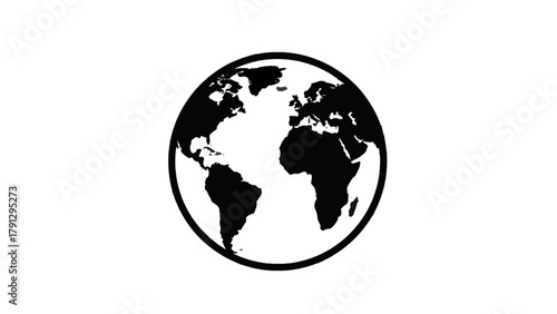 Vector illustration of black silhouette of planet earth, on a transparent background