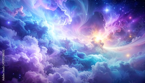 Ethereal cosmic clouds with radiant starlight