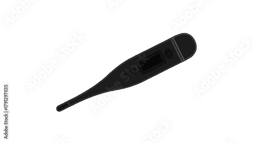 Vector illustration of outline of a digital thermometer, on a transparent background