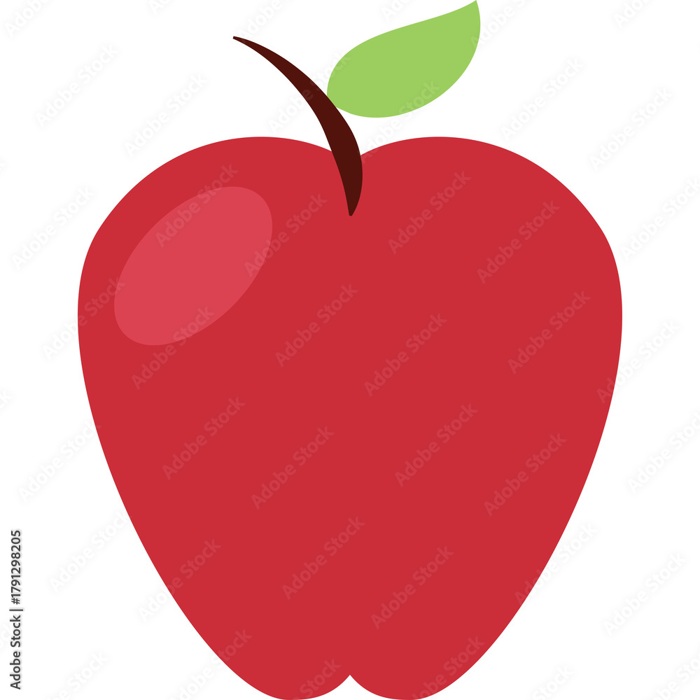 Fototapeta premium A Red Apple With A Green Leaf And A Brown Stem On A Transparent Background
