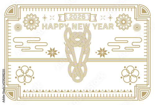 おしゃれシンプルな2026年午年年賀状
