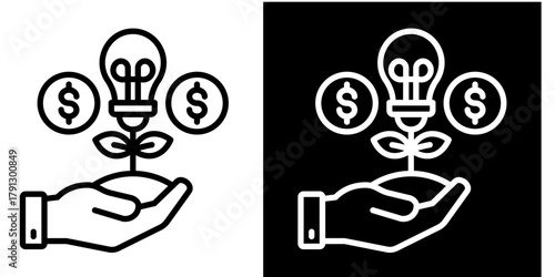 Venture Icon Set White Style Collection