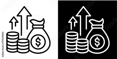 Profit Icon Set White Style Collection