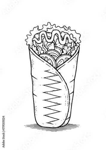 Hand-Drawn Shawarma Illustration – Vintage Food Sketch
