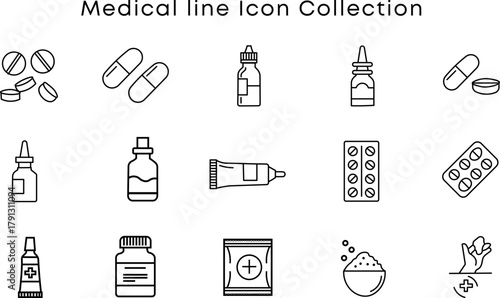 Medical line icon collection healthcare vector set