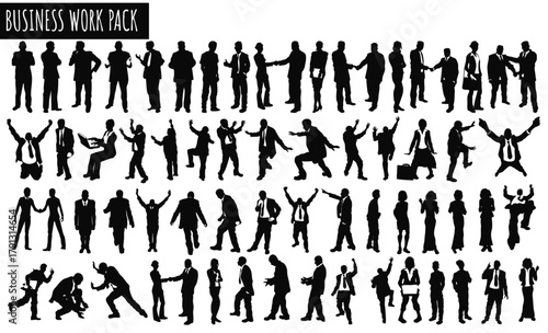 Business Workplace Silhouette Collection: A comprehensive compilation of business People figures in diverse poses, ideal for conveying professionalism, interaction. Perfect for business-related design