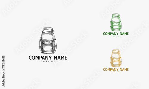 vector of backpack vintage logo symbol illustration design, Hand drawn adventure hiking logo design