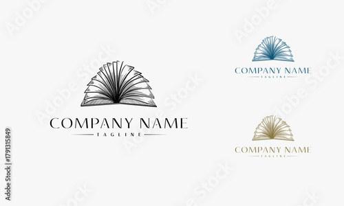 Hand drawn Education Book logo, Open book sketch engraving vector illustration. Scratch board style imitation.
