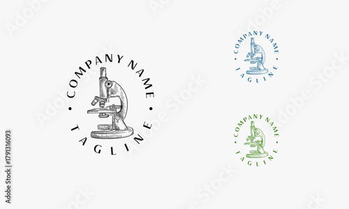 Vintage Hand drawn Stethoscope Logo template, Science Logo template icon