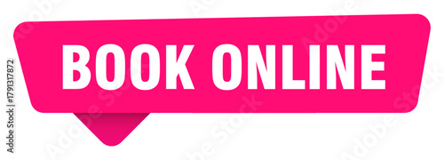 book online magenta sticker isolated on transpatent background. book online sign