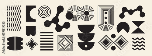 Abstract brutalist shape, geometry brutal design element icon. Minimal tech figure, retro bauhaus set, black organic mid cloud poster. Urban curly symbol on background. Modern vector illustration