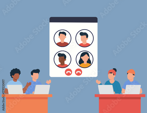 Virtual Team Disapproval in Online Collaboration, Virtual Meeting, Online Disapproval, Remote Work, Digital Profiles, Social Interaction