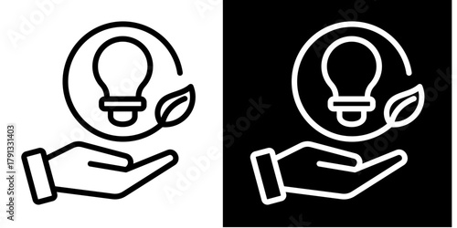 Energy Efficiency Icon Set White Style Collection