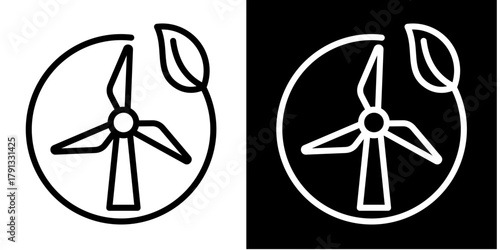 Wind Turbine Icon Set White Style Collection