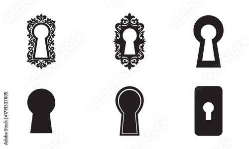 Collection of keyhole silhouettes in various designs