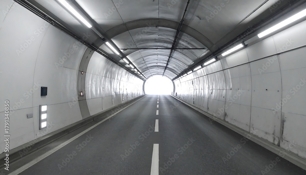 Fototapeta premium Futuristic tunnel with straight clear path and light at the end symbolizing reform