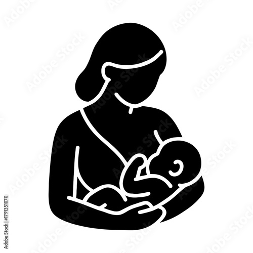 mother breastfeeding baby glyph icon