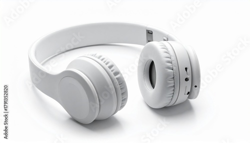 White headphones minimalist style clean aesthetic studio shot modern technology high quality professional