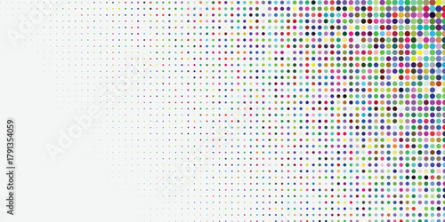 colored dotted geometric pattern shape. Vector red and blue spiral pattern with dots isolated on white.