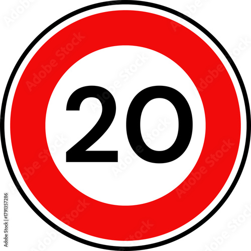 Circular Speed Limit 20 Traffic Sign