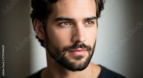 Intense Gaze - A Portrait of a Man with a Beard.