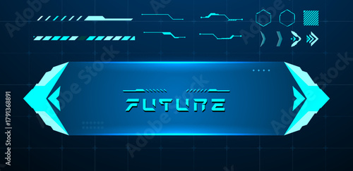 Blue technology box or futuristic callout title. Vector Editable