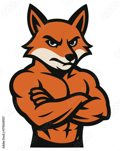 Angry Fox Builder Mascot Logo in Orange and Black Vector