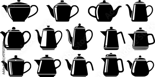 Ceramic teapot silhouette, Teapot silhouette, Teapot, Kettle, Ceramic teapot, Decorative teapot silhouette, Coffee pot silhouettes, Ceramic teapots set