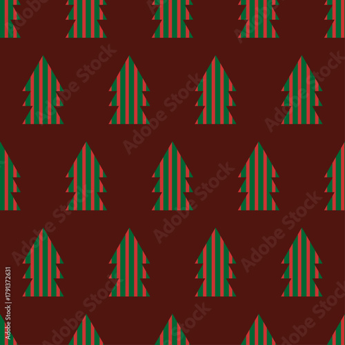 Seamless vertical striped Christmas tree pattern