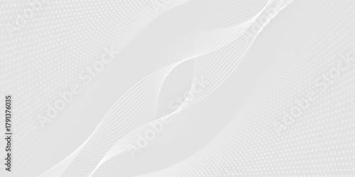 Futuristic gray white abstract background. shining wave lines pattern for banner, wallpaper, cover. Vector illustration