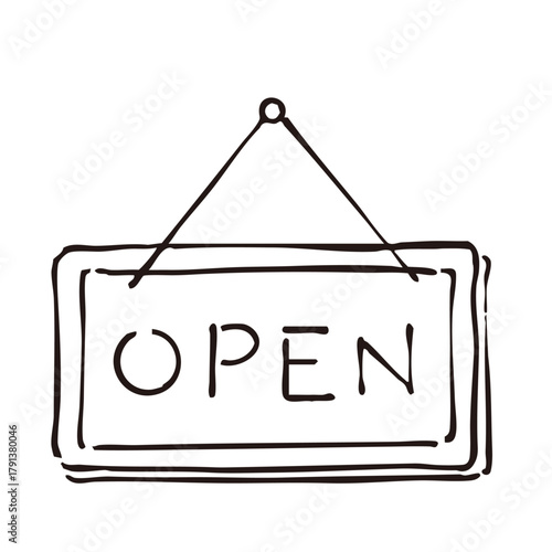オープンの看板のシンプルイラスト