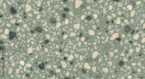 Light green terrazzo surface, Infinitely tileable pattern for wallpaper or floor, Earthy tones, Natural aesthetic background