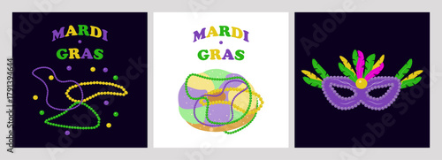 Carnival mardi gras party Set Artboard Design. For festival branding event promotion party invitation and creative graphic design project. Vector illustration