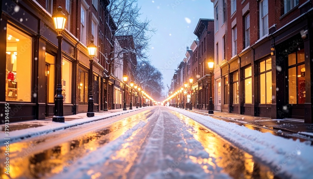 Obraz premium 冬の街並み Winter City Street 