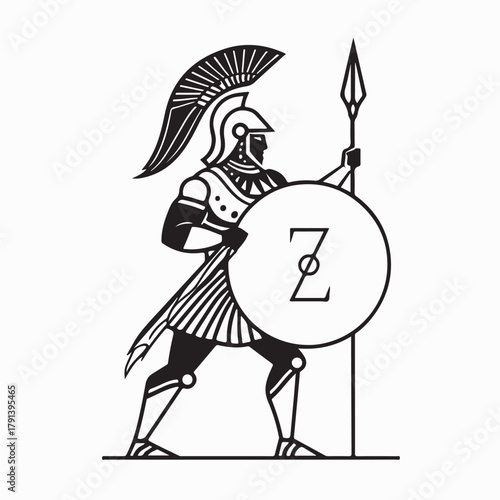 Zulu Warrior with Spear and Shield Symbol Vector Illustration