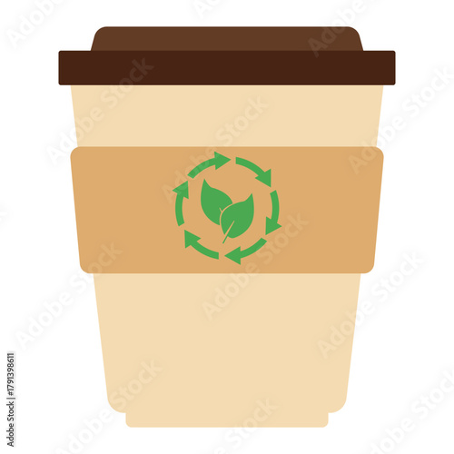 Recycleable Coffe Cup Icon, Simple Icon Vector Design, best used for presentation, application, web and banner	