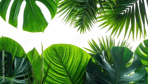 palm tree leaves on white background