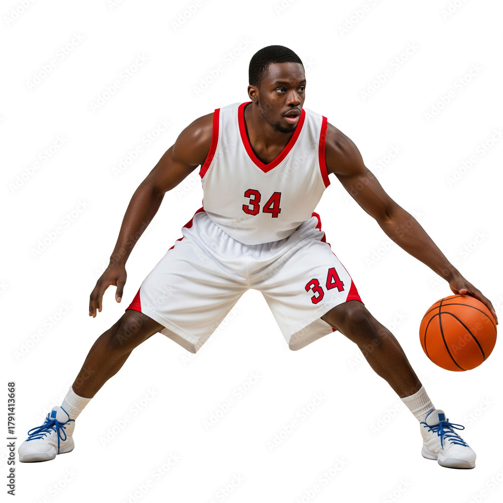 Fototapeta premium Basketball Player Dribbling in Motion.