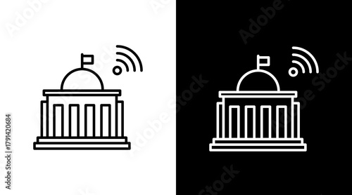 Digital Governance  White Icon Set Design