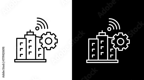 Smart City Management  White Icon Set Design