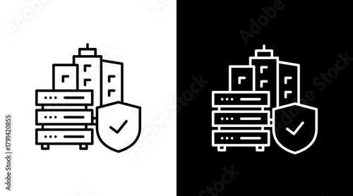 Government Data Center  White Icon Set Design