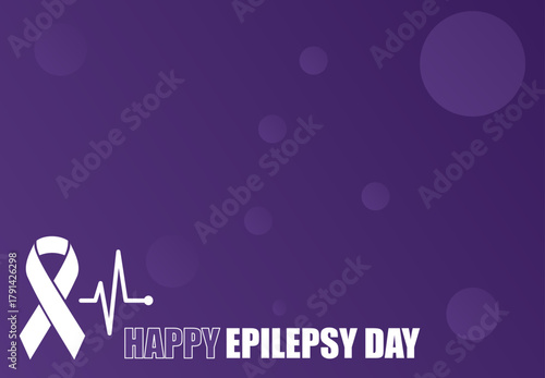 Epilepsy Awareness Day Purple Ribbon Background with Heartbeat Line – World Epilepsy Day Poster Design