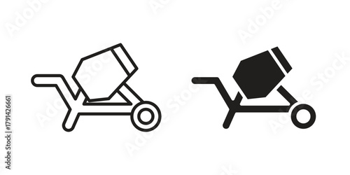 Cement mixer icon. Vector linear icons. simple flat icons