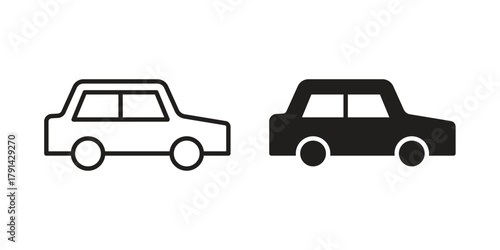 Compact car icon. Vector linear icons. simple flat icons