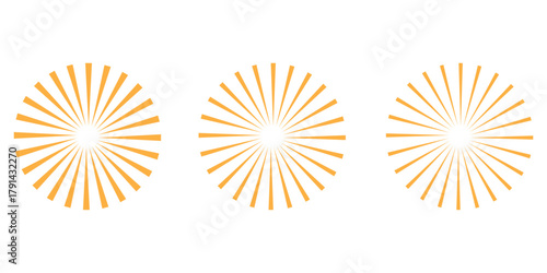 Retro Sunburst icon set, radial Sunburst element, Vintage sunburst Fireworks design isolated, Sunrise rays light burst line shine sunshine sunbeam vintage border