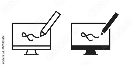 Electronic signature icon. Vector linear icons. simple flat icons