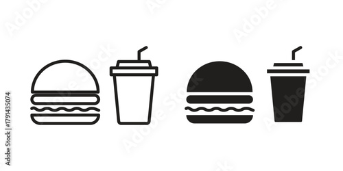 Fast food icon. Vector linear icons. simple flat icons
