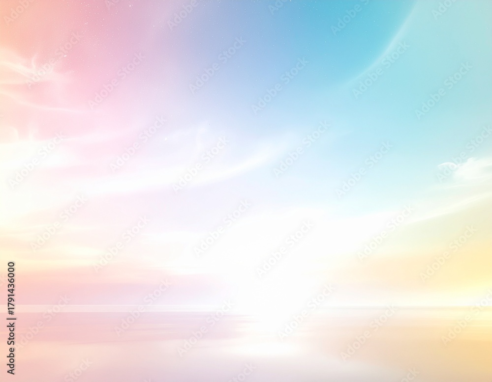 Fototapeta premium Pastel sky and sea with soft light, creating a serene and dreamy atmosphere.