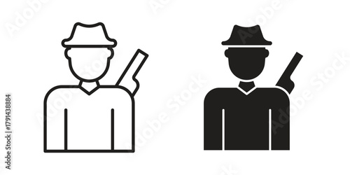 Hunter icon. Vector linear icons. simple flat icons
